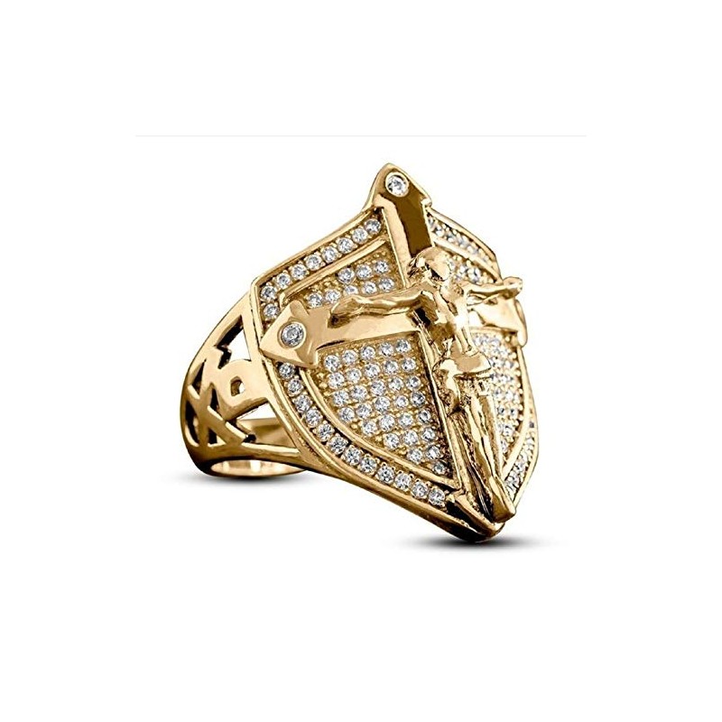 PikaLF Christian Jesus Cross Ring for Men, Crucifix Ring, Medieval
