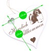 Herzlich Willkommen Sign, Havanese, Decorative Heart Wooden Welcome Sign, Door