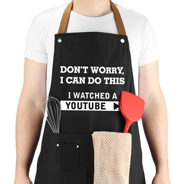 Gifts for Men Women, Funny Saying Apron with 3 Tool Pockets Adjustable Neck Strap, Waterproof, Gifts for Dad, Husband, Friends, Birthday Gifts, Gag Gifts, BBQ Cooking Chef Apron, Valentine's Day Gift