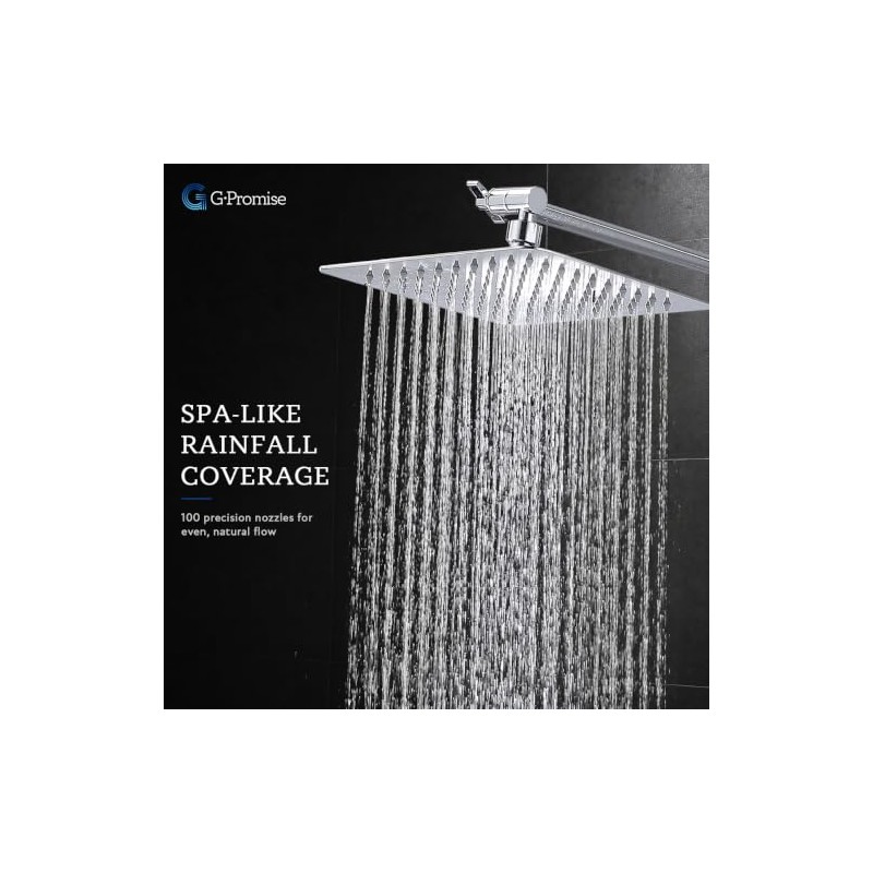 G-Promise All Metal 8 Inch Dual Square Shower Head with