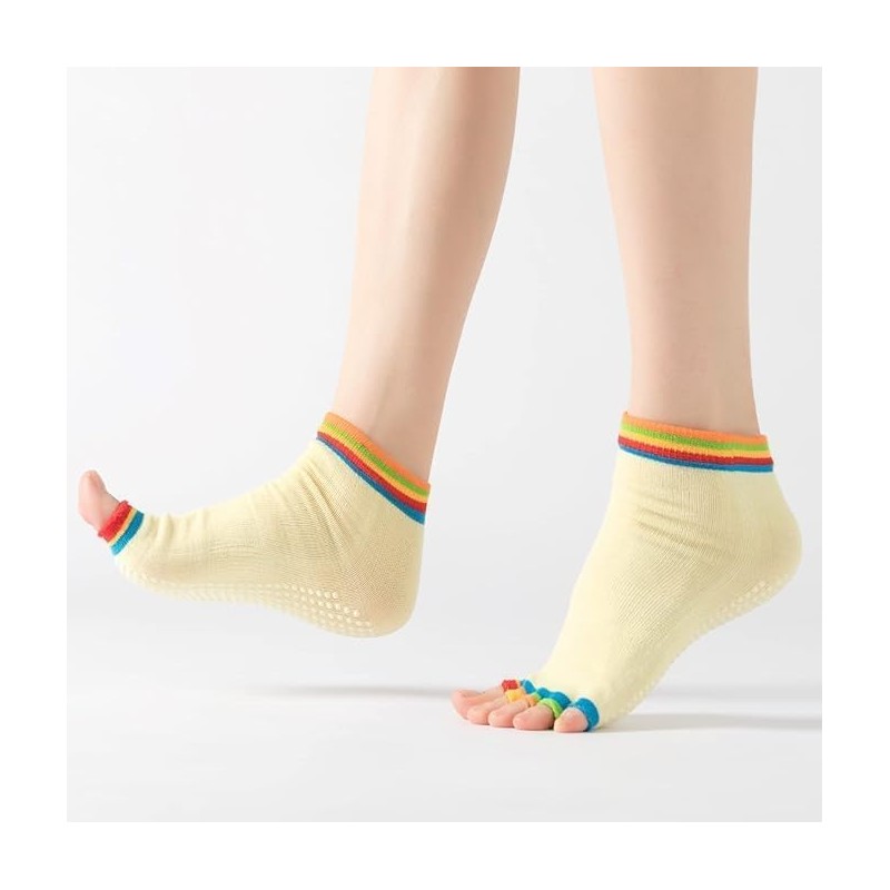 Yoga Pilates Toe Socks Toeless Socks with Grips for Women