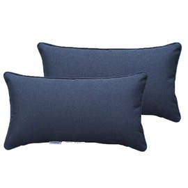 SewKer Indoor/Outdoor Decorative Lumbar Throw Pillows Water Resistant, 18"x10" Set of 2 for Patio Furniture Bolster Rectangle Pillows - Dark Blue