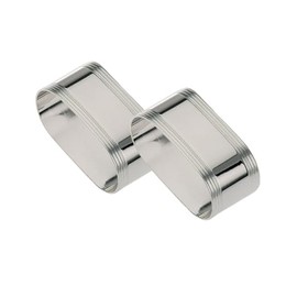 Set of 2 Stainless Steel Silver Plated Oval Thread Design Napkin Rings for Cloth Napkins 5.5 x 2.5 cm
