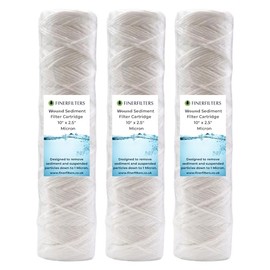 10" Standard Wound String Sediment Water Filter | 5 Micron, 10" x 2.5" | High Dirt Holding Capacity, Fits 10" Standard Housings (3 Pack)
