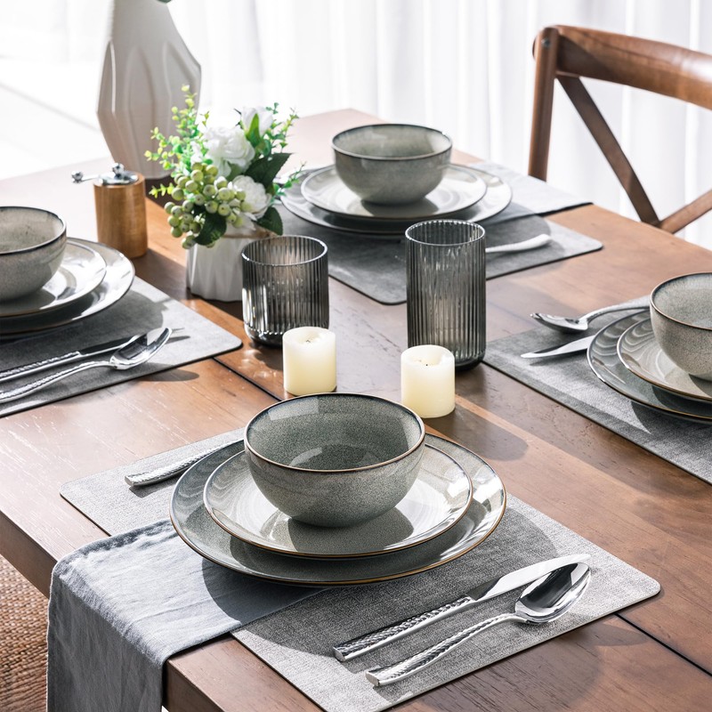 GBHOME Ceramic Dinnerware Sets for 6, 18 Pieces Stoneware Plates