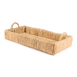 happimess TRY1002A Anika 22.5" Traditional Southwestern Hand-Woven Abaca Tray with Handles for Storage,Decoration, Display, Coffee Table or Serving Food, Natural