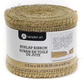 Hampton Art - Cinta de arpillera de 15 pies de largo y 2.5 pulgadas de ancho, para coronas de puerta personalizadas, regalos de envoltura, fabricación de lazos, decoración del hogar y más, yute 100%