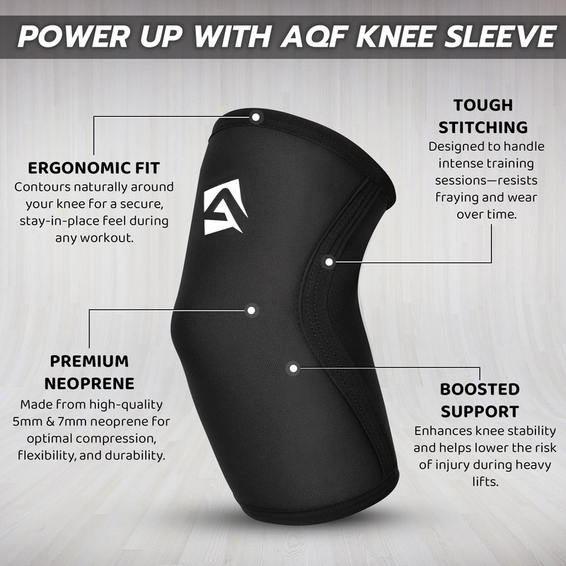 AQF Knee Sleeves for Weightlifting – 5mm & 7mm Knee