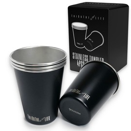 SIAZALIFE Stainless Steel Tumbler Outdoor Tumbler Set of 4 with Case