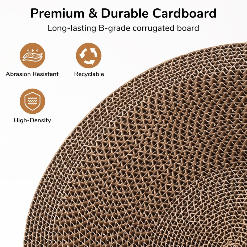 FUKUMARU 3PCS Cardboard Cat Scratcher Bed, Durable Oval Cat Scratch