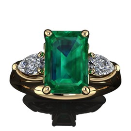Viyuroyk 925 Sterling Silver Shiny 18k Gold Emerald Square Cut Craft Finger Diamond Ring Female Jewelry Found Earrings (US Code 8)