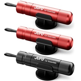 JUFO 3 packs Car Escape Tool with Seat Belt Cutter Quick Emergency Window Breaker Escape Safety Hammer (Red*2+Black)