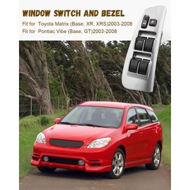 JUWEVAZU Window Master Switch and Bezel Driver Side Fit for Toyota Matrix Pontiac Vibe 2003-2008 Fully Assembled Front Left Door Window Switch Control & Bezel Set Replace 84820AA070 with Removal Tool