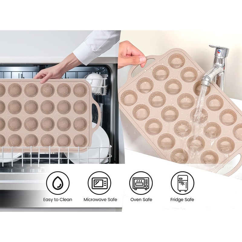 Vinino 2Pack Mini Silicone Muffin Pans for Baking with Metal