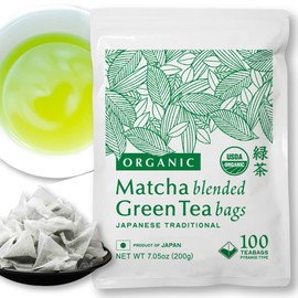 Organic Matcha Blended Japanese Green Tea Bags - 100 Count