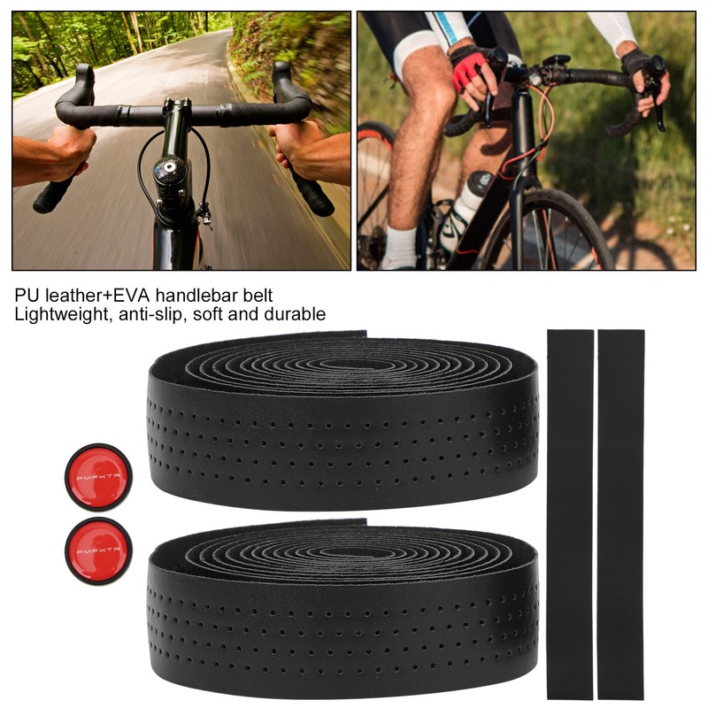 2Pcs Cycling PU Leather EVA Handlebar Belt Road Bike AntiSlip