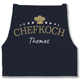 Geschenk mit Namen personalisiert by Shirtracer - Apron - Cooking Apron Men - Chef with Name I Gift for Chef, 2 Navy Blue