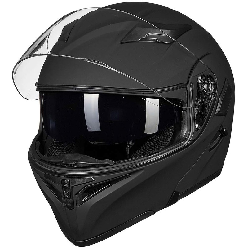 ILM Motorcycle Dual Visor Flip up Modular Full Face Helmet