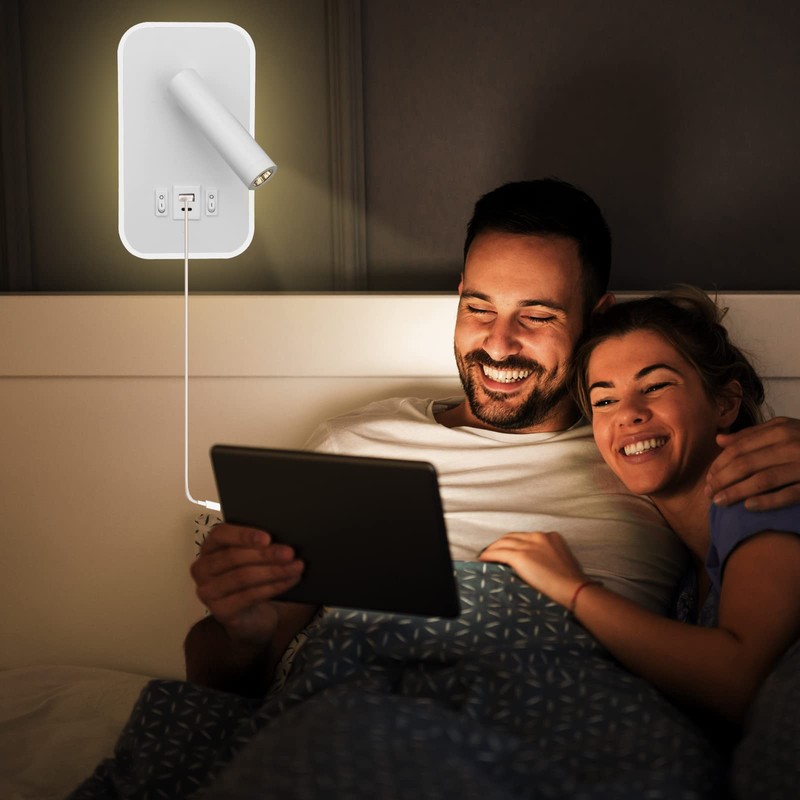 uksunvi LED Reading Lamp Wall Lamp USB Type-C Two Charging