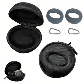 Pack of 2 Travel Watch Case, Round Watch Box, Round Portable Watch Box, Watch Storage Case with Carabiner, Portable Single Watch for Stock Watches, Smartwatches, Headphones, Necklace, Bracelet (Black)