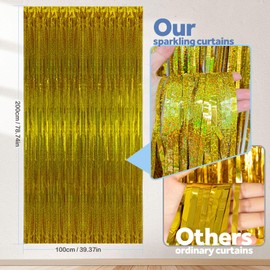 WD&CD Tinsel Curtains, Pink, Pack of 3, 1 x 2 m Metallic Glitter Curtain Fringe, Glitter Foil Fringe for Party Decoration, Birthday Decoration, Wedding Decoration, Happy Birthday Decoration, Baby