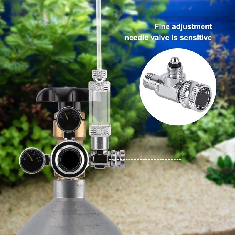 DONGKER Fish Tank CO2 Needle Check Valve,Stainless Steel Microdosing Valve