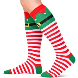 Zmart Christmas Gifts Stocking Socks For Women - Secret Santa Socks Elf Socks Knee Socks For Women, Xmas Stocking Stuffers For Teen Girls