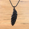 COAI Women's Feather Black Obsidian Necklace