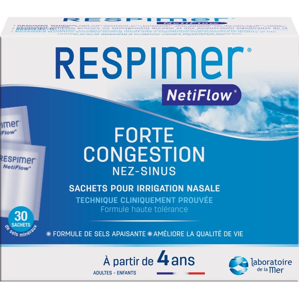 RESPIMER® NetiFlow® - Recharges 30 Sachets pour Irrigation Nasale - Formule Brevetée et Fabriquée en France - Dès 4 ans