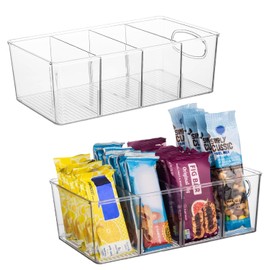 Hanakaze Refrigerator Storage Case with Dividers (Set of 2) Kitchen Stockers, Vegetable Storage Containers, Refrigerator, Drawer, 3 Removable Compartments, Seasoning, Egg Case, Refrigerator, Vegetable