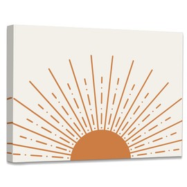 WODMIS Boho Framed Wall Art,Boho Sunshine Sun Pink Framed Canvas Wall Art Decor 11x14,Boho Sun Sunshine Sunset Pink Dorm Bathroom Office Home Painting Artwork Wall Art Decor Decoration (Orange)