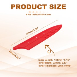 PATIKIL ABS Safety Knife Cover Sleeves for 5" Paring Knife, Universal Chopping Edge Guard Blade Protector Sheath for Kitchen Bar, Red, 13cm L, Pack of 4