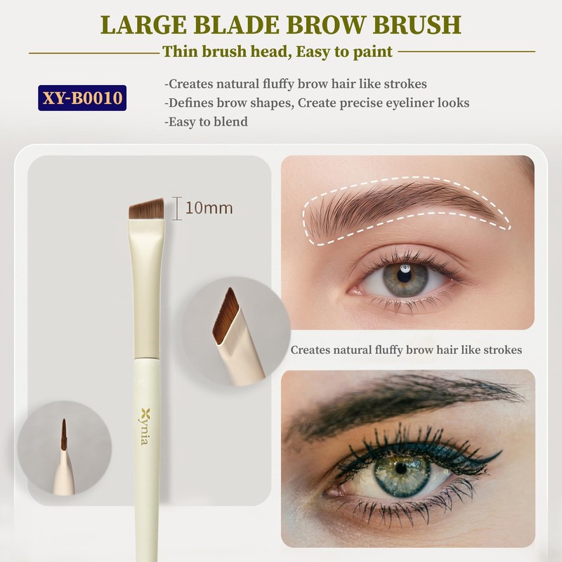 6Pcs Eyeliner & Eyebrow Brush Set Angled Blade & Sickle