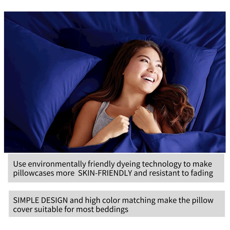 Pillow Cases 2 Pack Navy Blue 100% Poly Cotton Housewife