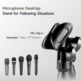 Desktop Microphone Stand Height and Angels Adjustable for Diameter Max 1.77" Desk Mic Stand Holder, Table Microphone Holder Hold Up to 3.3Lbs Suitable for Podiums, Meeting Rooms, etc