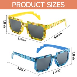 ADARRO 16 Pack Pixel Sunglasses, Vedio Game Style Glasses Party Favors in 8 Colors for Birthday Parties Photo Props