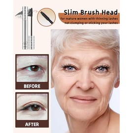 Máscara de pestañas para mujeres mayores 60 Plus, 2 unidades de rímel impermeable volumen y longitud | Black Brown Tubing Mascara for Women Lashes, Lo