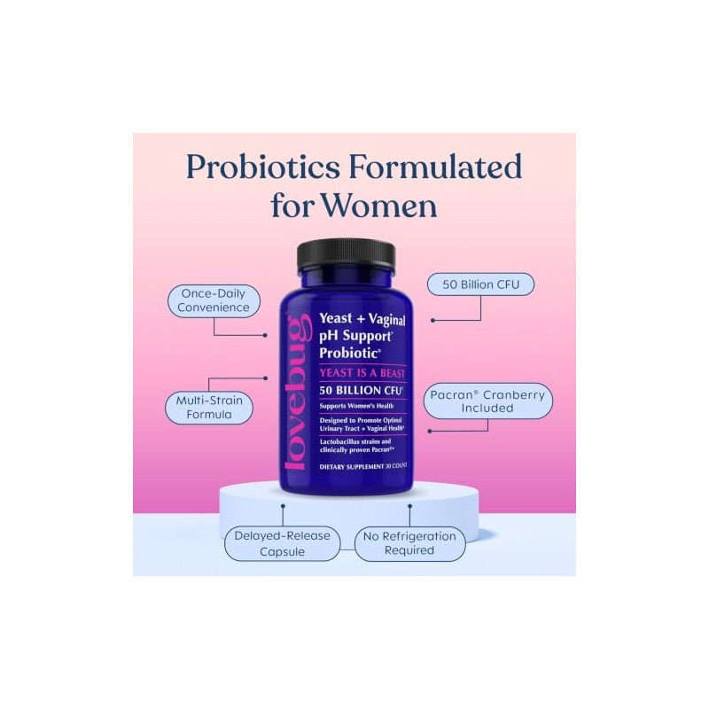 LoveBug Probiotics - Daily Probiotic for Women, Yeast is a