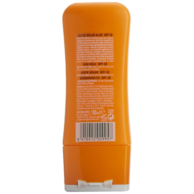 Babaria Aloe Vera Sun Lotion Spf 30 Travel Size 100ml