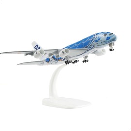 QIYUMOKE 1/300 ANA A380 Blue Turtle Design Metal Die Cast Aircraft Model A380 Model Aircraft (7 Inch) with Display Stand, Can Be Used as Airplane Gift or Collection - JA383A
