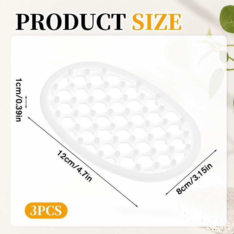 3 Pcs Silicone Soap Dish Self Draining Soap Holder with