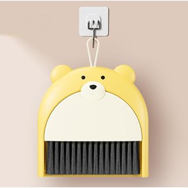 Losuya Mini Cartoon Dustpan and Brush Set Portable Cleaning Brushes Dustpan Cleaning Tools Set for Home Office (Yellow)