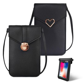 FOSDICK 2 Pcs Touch Screen Phone Bag, Phone Bags for Women Crossbody, Mini Cross Body Phone Bag, Fashion Small Crossbody Bag for Women, Cell Phone Crossbody Bag, Versatile Phone Purse, Black