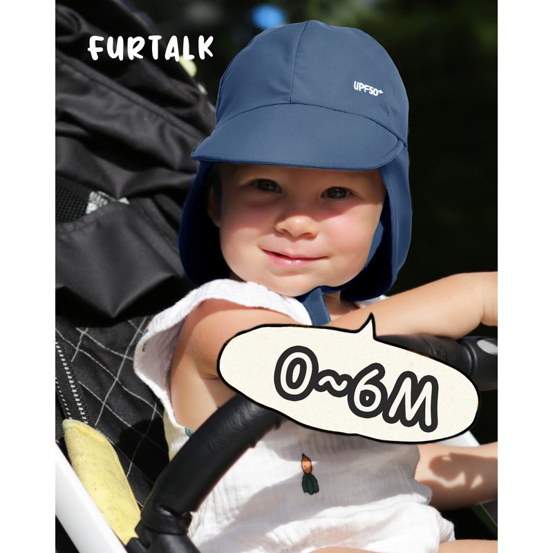 FURTALK Baby Sun Hat with Neck Flap UPF 50+ Adjustable