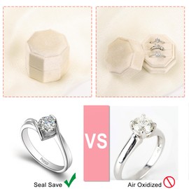 Velvet Ring Box, WantGor 3 Slots Jewelry Ring Gift Box Vintage Ring Display Holder Case for Wedding Ceremony Proposal Engagement (Champagne)