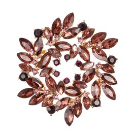 Clearine Marquise Austrian Crystal Rhinestone Elegant Flower Wreath Brooch for Women Topaz Blue Gold Tone, Crystal, No gemstone