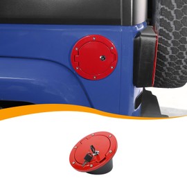 Hoolcar Gas Cap Cover Fuel Filler Door Cover Gas Tank Cap Locking Cover Compatible with Jeep Wrangler JK JKU 2007-2017, Exterior Accessories, Red