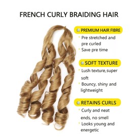French Curly Braiding Hair Pre Stretched 20 Inch 8 Packs Loose Wavy Braiding Hair Bouncy French Curl Braiding Hair Knotless Box Braids Braiding Hair Extensions (20 Inch,27#)