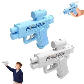 2PCS Prank Water Gun, Two-Way Spray from Front and Back, Double-Sided Water Spray Toy, Hilarious Novelty Toy for Parties & Summer Fun (White+Blue)