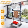 Dual Side Wings Rolling Collapsible Clothes Drying Rack Laundry Dryer